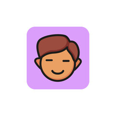Smiling boy line icon. Emotion, profile, man. People concept. Can be used for topics like user, avatar, website design.