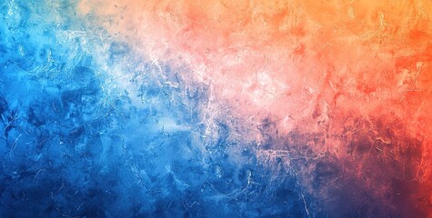 Blue to red gradient with abstract texture details with vibrant grunge effect and brush stroke flecks. Suitable for wallpaper, modern decor and digital art. High energy contrast for creative projects