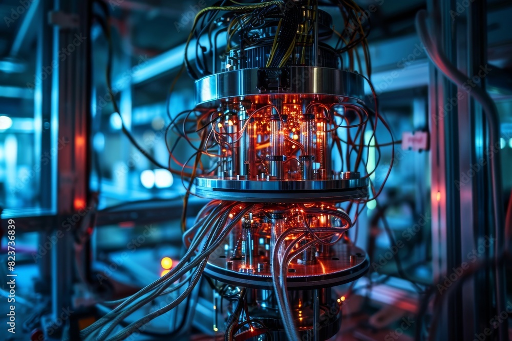 Poster a powerful quantum computer in a modern lab technology, ai generated