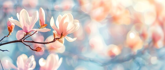 Blooming Pastels: Refreshing Spring Scene with Copy Space, High Quality Photography