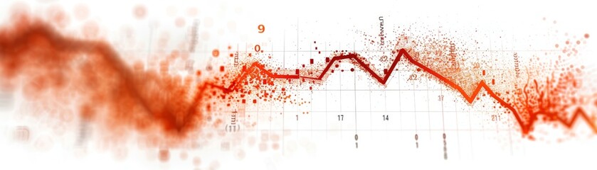 Line graph with downward trend and numerical financial data, isolated, white background, business downturn, highresolution stock photo