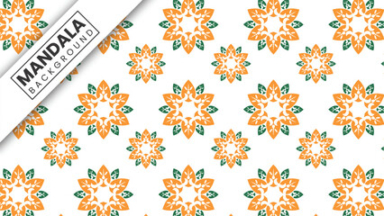 Mandala flowers seamless vector pattern.