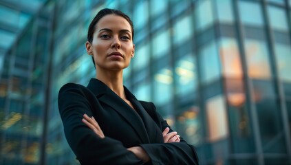 Poised female leader taking charge of a situation, her unwavering authority evident in her bearing