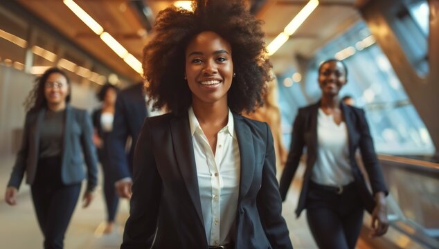 Resolute businesswoman leading the charge, her leadership qualities shining through her actions