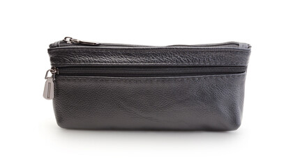 Leather key wallet isolated on white.