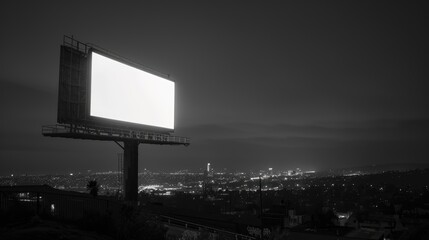 White blank billboard advertising with black and white tone, Outdoor large billboard, Copy space banner for advertising