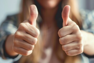 Woman Making Thumbs Up and Thumbs Down Hand Signs Concept. Symbol of Like and Dislike
