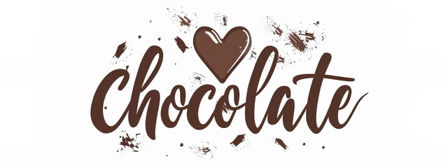 Minimalist text banner with word Chocolate over white background