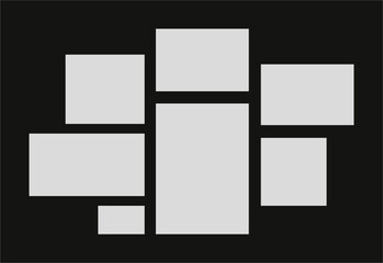 Pictures or photos frame collage. comics page grid layout abstract photo frames and digital photo wall template