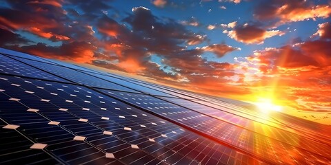 Macro photo of slim solar panel capturing sunlight for energy production. Concept Solar Panel, Macro Photography, Sunlight, Energy Production, Green Technology