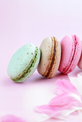 macaroons with different flavors for dessert