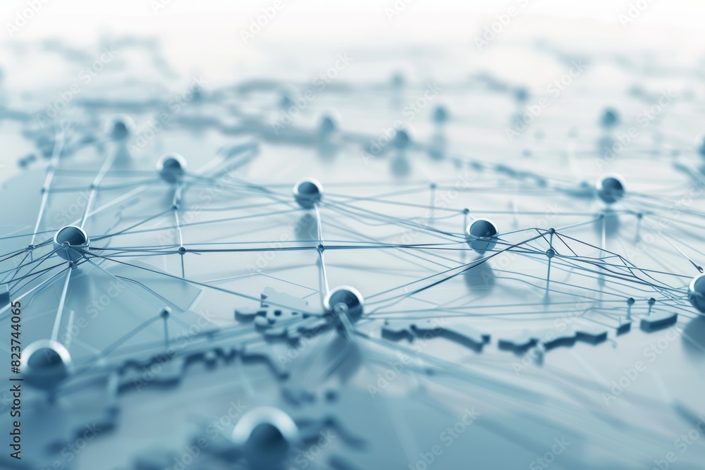 Poster abstract interconnected nodes and flowing lines depicting internet of things (iot) technology in log