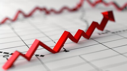 Obraz premium Isolated 3D graph showing downward movement to the right, white background, economic decline, highquality stock photo