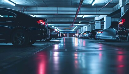 A parking lot with many cars parked in it by AI generated image