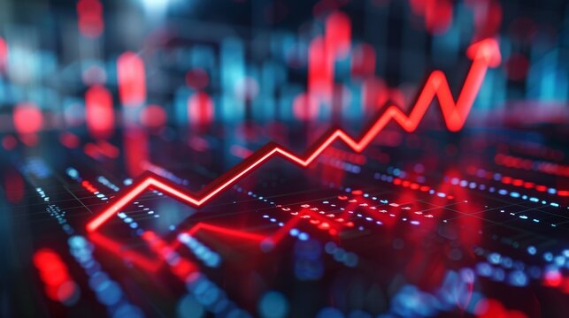 Graph with a black downward arrow on a line graph, economic downturn, stock photo, clean design