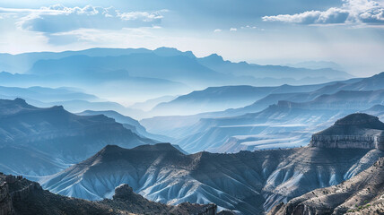 a panoramic view of fold mountains with layers of ridges and valleys extending to the horizon