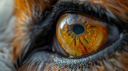 A close-up of a lamb's eye reflecting the festive surroundings of Eid-al-Adha