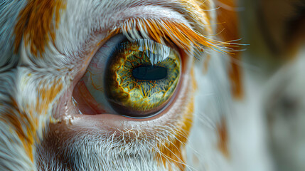 A close-up of a lamb's eye reflecting the festive surroundings of Eid-al-Adha