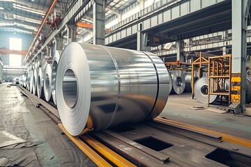 a large roll of steel in a factory