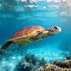 Obraz premium sea turtle swimming