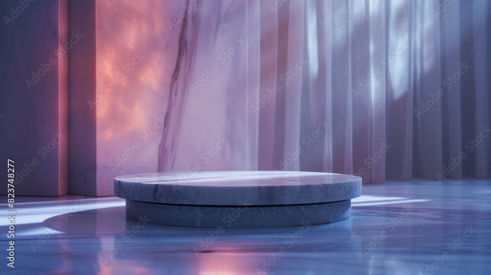 Poster elegant empty abstract podium display with modern lighting and shadows, ideal for product showcase o