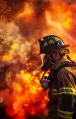 A fireman during an operation in fire