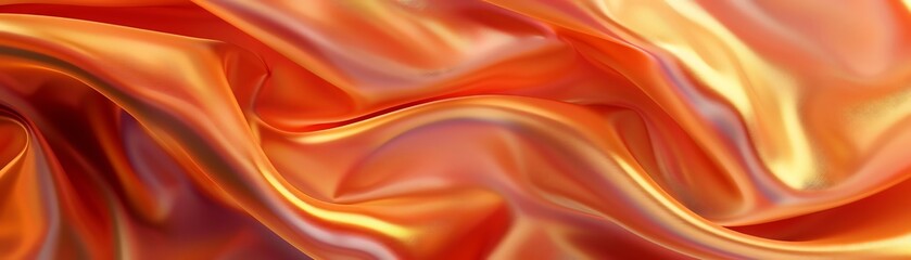 Close-up of a luxurious, flowing orange satin fabric with a subtle sheen.