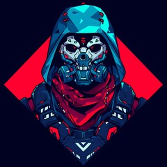 Military soldier character mascot illustration with game concept, e-sport gamer t-shirt apparel design, vector logo style on isolated background