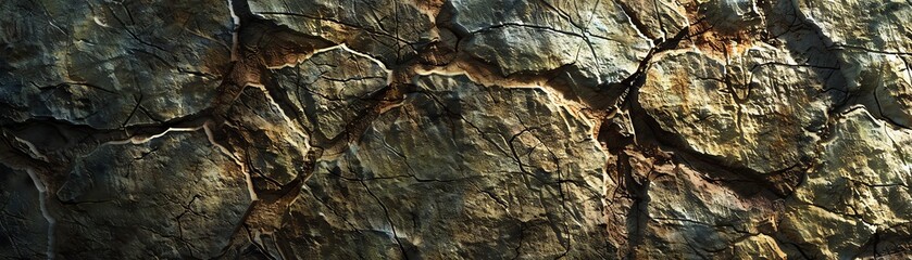 Close-up of textured rock surface with cracks and crevices.