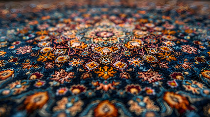 A close-up of an Islamic geometric pattern on a tapestry