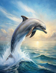 Fototapeta premium bottlenose dolphin tursiops truncatus adult leap