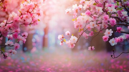 Seasonal spring flowers trees background. Beautiful season image with colored spring flowers trees...
