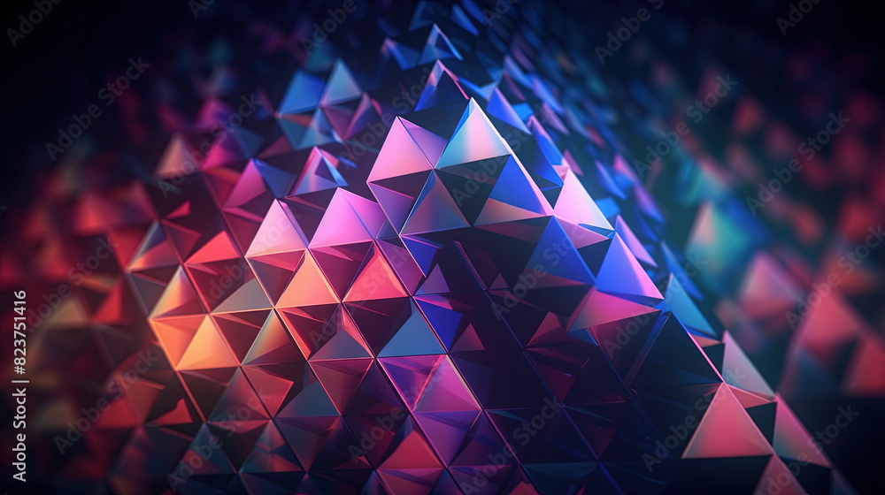 Poster Abstract background with structure of neon triangles and technology style.