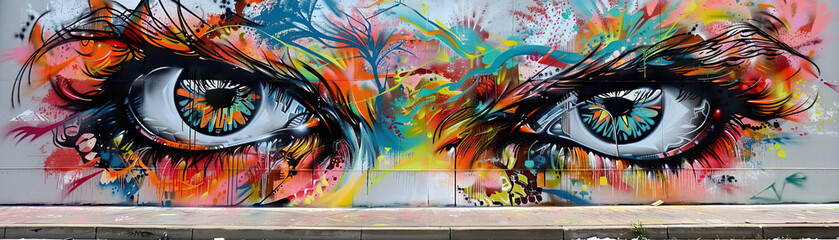 Obraz premium Street Art Galleries: Focus on street art galleries, art installations, and outdoor exhibitions, showcasing the city's vibrant street art scene