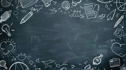 write educational sketch on chalkboard background