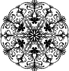 Circular floral butterfly mandala transparent background