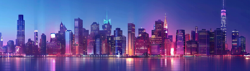 Fototapeta premium City Skylines: Close-up of city skylines, skyscrapers, and urban landmarks, highlighting the city's iconic architecture and skyline views