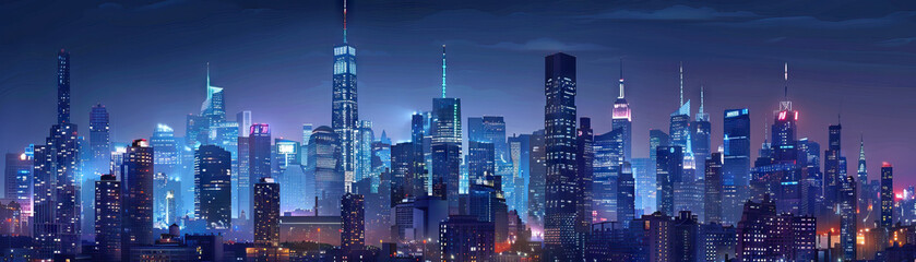 Obraz premium City Skylines: Close-up of city skylines, skyscrapers, and urban landmarks, highlighting the city's iconic architecture and skyline views