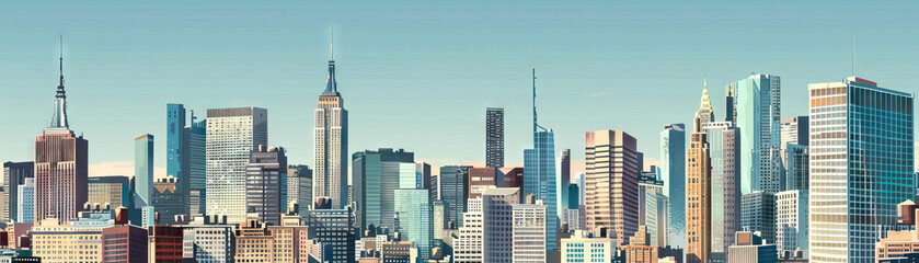 Fototapeta premium City Skylines: Close-up of city skylines, skyscrapers, and urban landmarks, highlighting the city's iconic architecture and skyline views