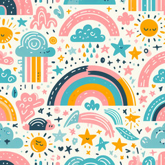 pattern rainbow sun clouds