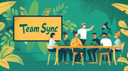 Diverse Team Sync Meeting in Green Office