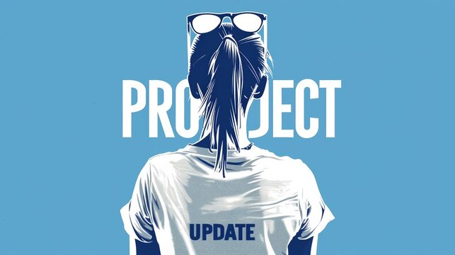 Project Update Graphic with Woman Facing Back in Sunglasses