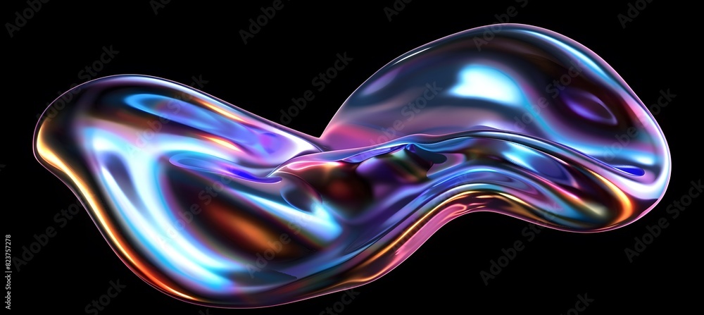 Wall mural Isolated bold holographic liquid blob shape - Wall murals