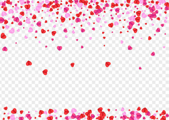 Red Heart Background Transparent Vector. Elegant Backdrop Confetti. Violet Paper Frame. Pink Heart Cut Pattern. Tender Shape Texture.