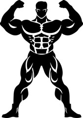 man showing biceps silhouette vector. AI generated illustration.