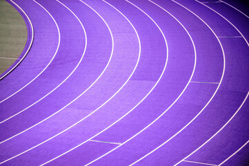 Athletics at Summer Games in Paris 2024. Special Purple Track and Field tartan track ready for the...