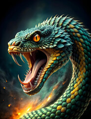 Obraz premium attacking snake atheris nitschei