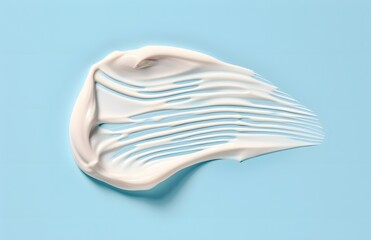 Creamy texture artfully smudged on a bold blue base