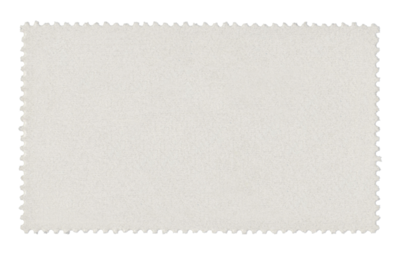 blank postage stamp frame with empty paper design space on transparent background