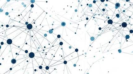 vector flat illustration of social network, white background with dark blue lines and circles connecting people
